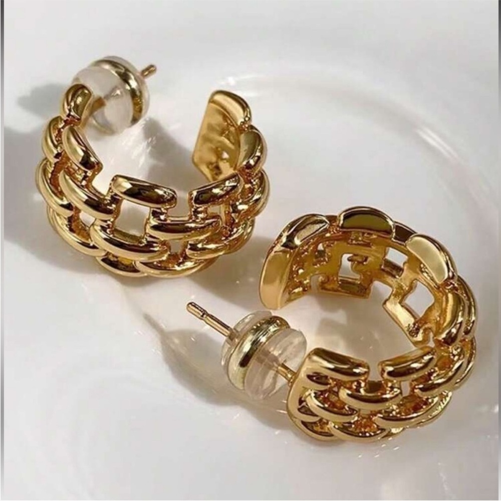 Zara Gold Weave Chunky Earrings